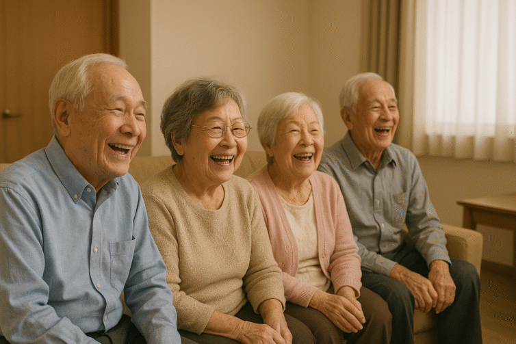 介護施設の高齢者向け映画上映会